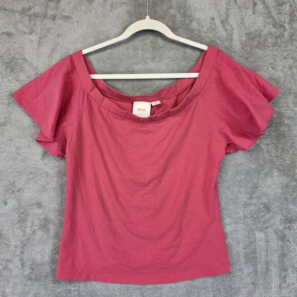 Maeve Tops - Maeve Anthropologie Shirt Womens Size Large Pink Flutter Sleeve Off Shoulder New
